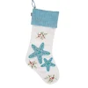 Christmas Stockings-National Tree Company 20" Hgtv Home Collection Embroidered Blue Starfish Stocking