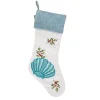 Christmas Stockings-National Tree Company 20" Hgtv Home Collection Embroidered Blue Shell Stocking