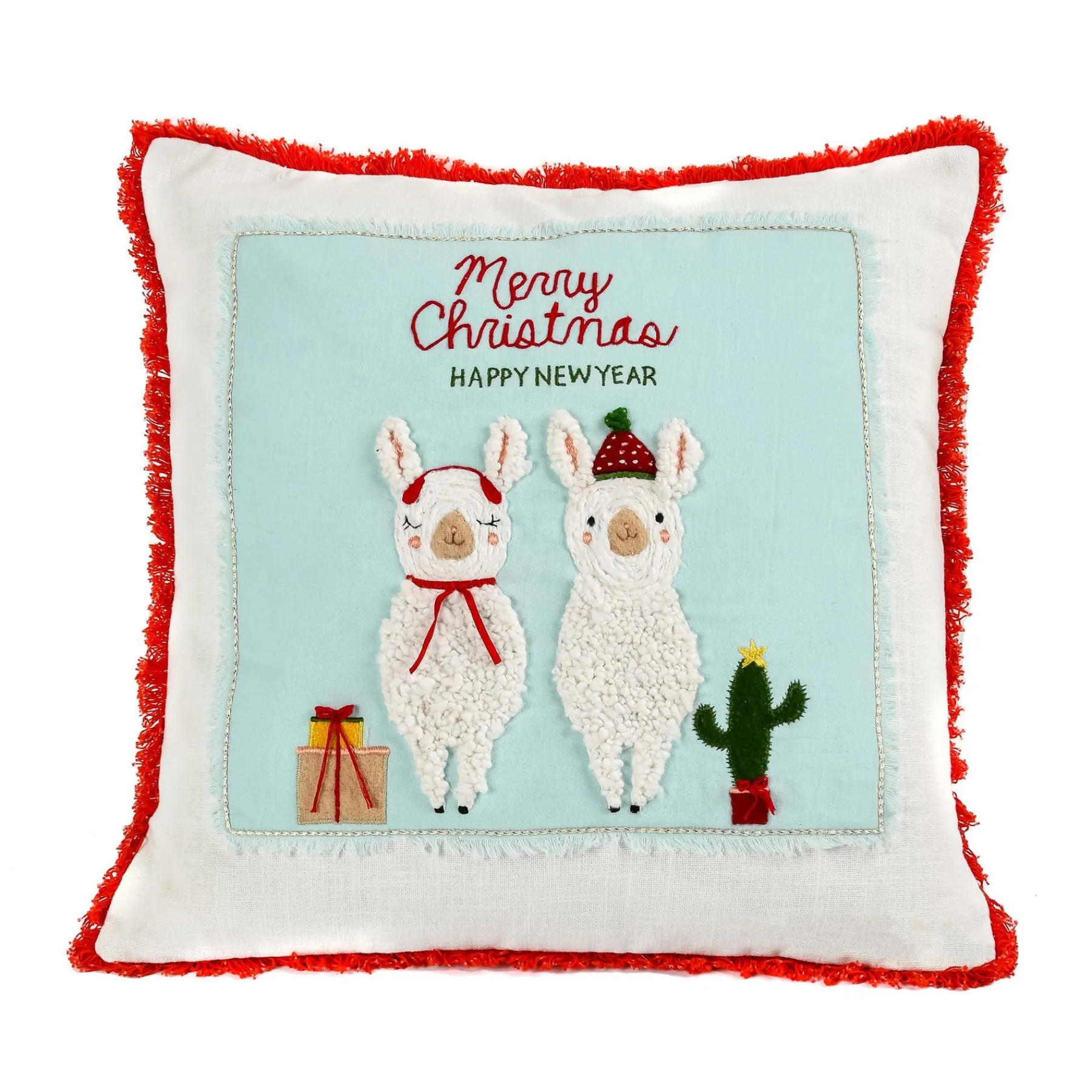 Christmas Textile-National Tree Company 18" Hgtv Home Collection Merry Christmas Llamas Pillow