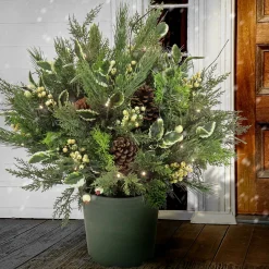 Christmas Greenery-National Tree Company 28" Hgtv Home Collection Pre-Lit Holly And Berry Planter Filler