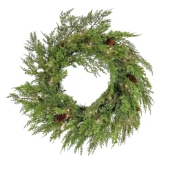 25" To 36" Wreath-National Tree Company 26" Hgtv Home Collection Pre-Lit Cozy Winter Cedar Wreath