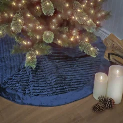 Christmas Tree Skirt-National Tree Company 60" Hgtv Home Collection Quilted Velvet Tree Skirt, Blue