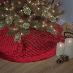 Christmas Tree Skirt-National Tree Company 60" Hgtv Home Collection Quilted Velvet Tree Skirt, Red