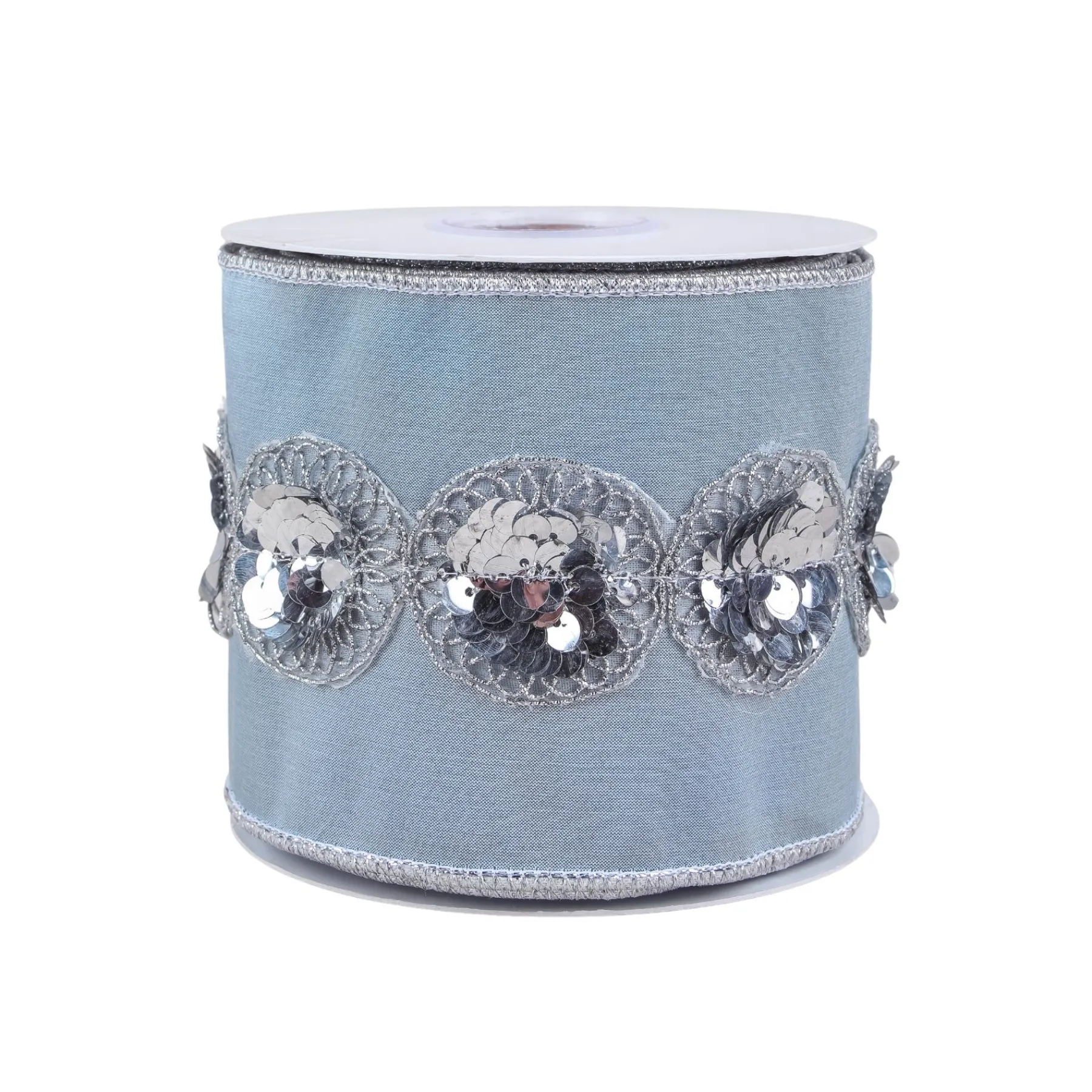 Christmas Accessories-National Tree Company 4" Hgtv Home Collection Sequin Beaded Taffeta Ribbon, Blue