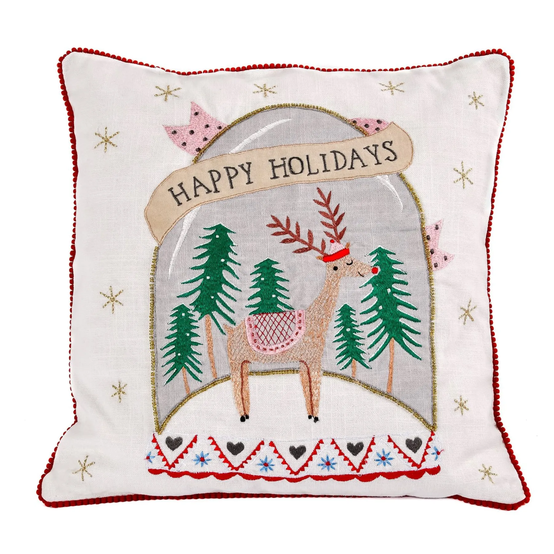 Christmas Textile-National Tree Company 18" Hgtv Home Collection Snow Globe Christmas Pillow
