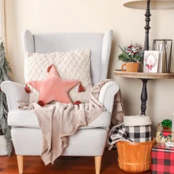 Christmas Textile-National Tree Company 16" Hgtv Home Collection Star Shape Pillow, Blush