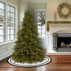 Christmas Tree Skirt-National Tree Company 52" Hgtv Home Collection White Tree Skirt With Black Trim