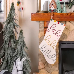 Christmas Stockings-National Tree Company 20" Hgtv Home Collection White Fa La La Stocking