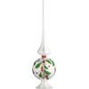 Christmas Accessories-National Tree Company 15" Holly Leaves Glass Christmas Tree Topper