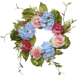 National Tree Company Flower Wreaths^23" Hydrangea, Rose And Dahlia Wreath