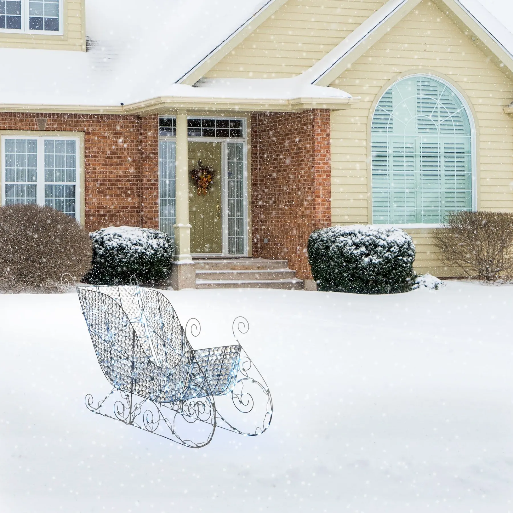 Christmas Outdoor Accessories-National Tree Company 36" Ice Crystal Bead Sleigh With Led Lights