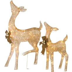 Christmas Outdoor Accessories-National Tree Company 38 In. And 28 In. Pre-Lit Fawn With Doe Decoration