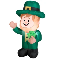 St. Patricks Day Decor-National Tree Company 42" Inflatable Waving Leprechaun