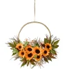National Tree Company Flower Wreaths^20" Leafy Sunflower Wreath On Decorative Ring