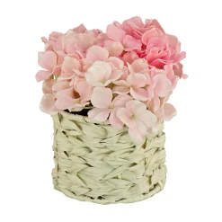 National Tree Company Potted Flower Plants^10" Light Pink Hydrangea Bouquet In White Basket