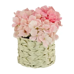 Flower Bouquets-National Tree Company 10" Light Pink Hydrangea Bouquet In White Basket