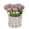 National Tree Company Potted Flower Plants^10" Light Purple Peony Flower Bouquet In White Basket