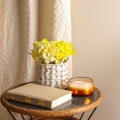 Flower Bouquets-National Tree Company 10" Light Yellow Hydrangea Bouquet In White Basket