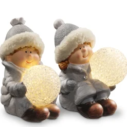 Christmas Accessories-National Tree Company 5.5" Lighted Boy & Girl Decor Piece