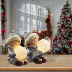 Christmas Accessories-National Tree Company 5.5" Lighted Boy & Girl Decor Piece