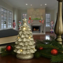 Christmas Accessories-National Tree Company 10" Lighted Gold Christmas Tree Decor