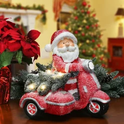 Christmas Accessories-National Tree Company 14" Lighted Santa On Scooter