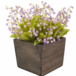 Potted Flower Plants-National Tree Company 10" Mauve Lily-Of-The-Valley Flowers In Wood Box