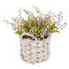 Flower Bouquets-National Tree Company 11" Mauve Lily-Of-The-Valley Flowers In White Basket