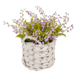 Flower Bouquets-National Tree Company 11" Mauve Lily-Of-The-Valley Flowers In White Basket