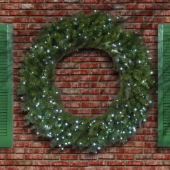 Over 37" Wreath-National Tree Company 48" Memory-Shape® Norwood Fir Wreath With White Led Lights