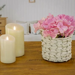 Flower Bouquets-National Tree Company 10" Mixed Mauve Hydrangea Bouquet In White Basket