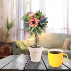 Potted Flower Plants-National Tree Company 12" Multicolor Spring Floral Topiary Decor