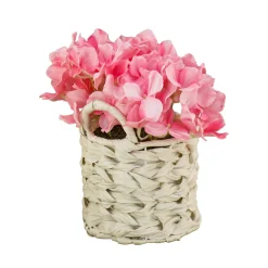 National Tree Company Potted Flower Plants^10" Pink Hydrangea Bouquet In White Basket
