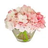 National Tree Company Potted Flower Plants^8" Pink Hydrangea Bouquet In Glass Vase