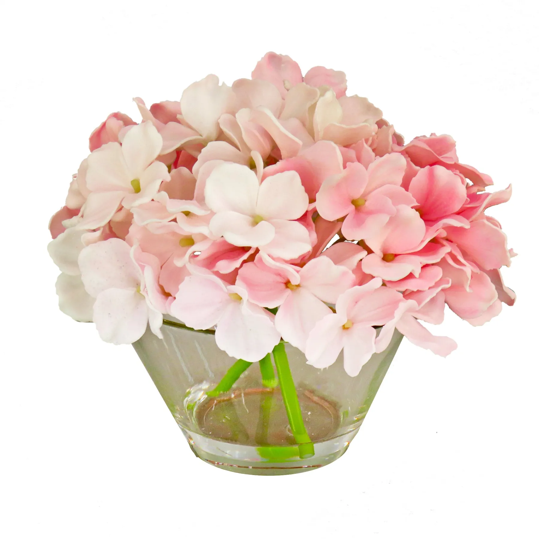National Tree Company Potted Flower Plants^8" Pink Hydrangea Bouquet In Glass Vase
