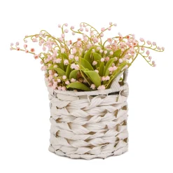 National Tree Company Potted Flower Plants^11" Pink Lily-Of-The-Valley Flowers In White Basket