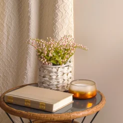 Flower Bouquets-National Tree Company 11" Pink Lily-Of-The-Valley Flowers In White Basket