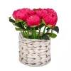 National Tree Company Flower Bouquets^10" Pink Peony Flower Bouquet In White Basket