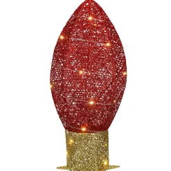 Christmas Outdoor Accessories-National Tree Company 20" Pre-Lit Red Christmas Light Bulb Decoration