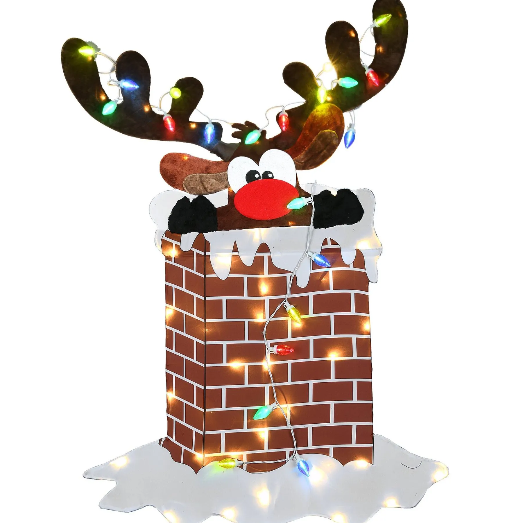 Christmas Accessories-National Tree Company 47" Pre-Lit Reindeer Stuck In Chimney Decoration