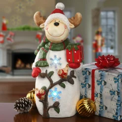Christmas Accessories-National Tree Company 22" Reindeer Holding Gift With Multicolor Lights