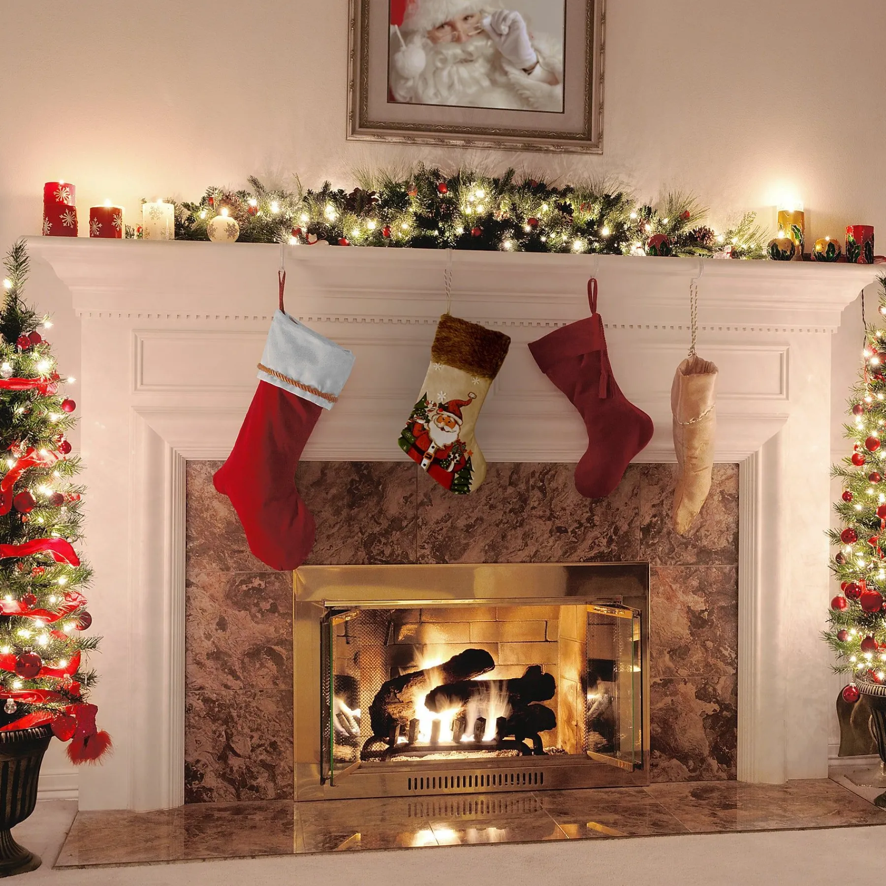 Christmas Stockings-National Tree Company 21" Rural Homestead Collection Santa Stocking