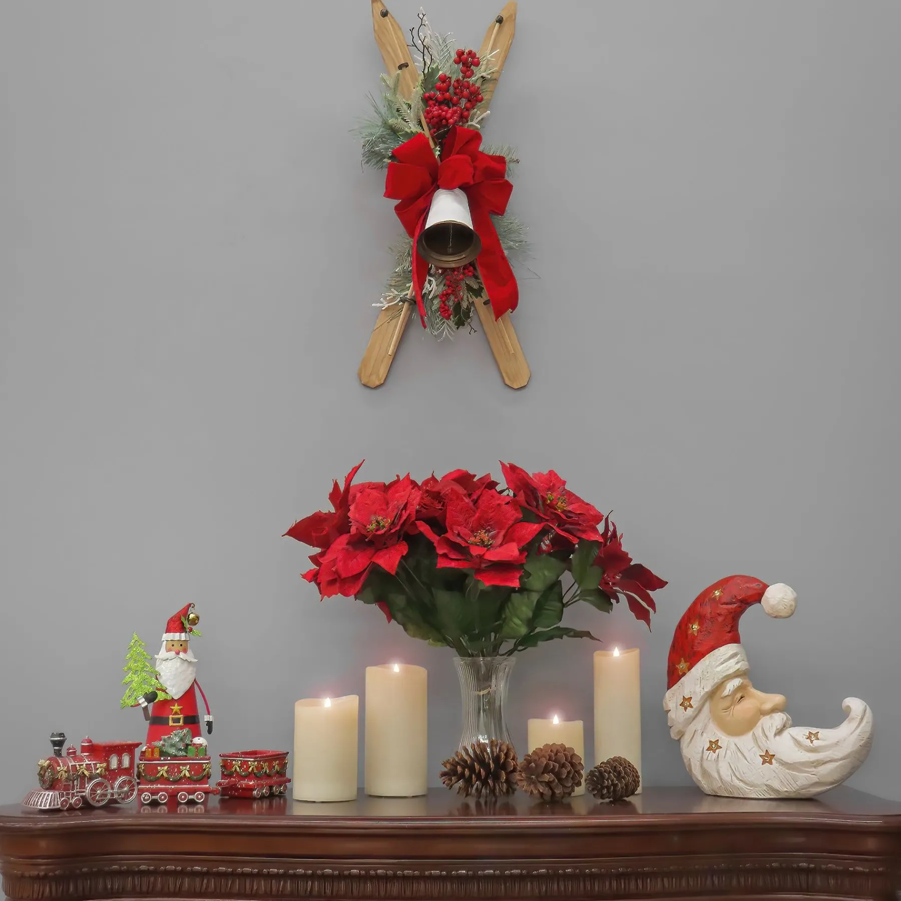 Christmas Greenery-National Tree Company 28" Ski'S With Pine And Berry Plastic Swag