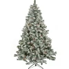 7Ft - 9Ft-National Tree Company 9' Snowy Crestview Hinged Tree With 900 Clear Lights- Ul