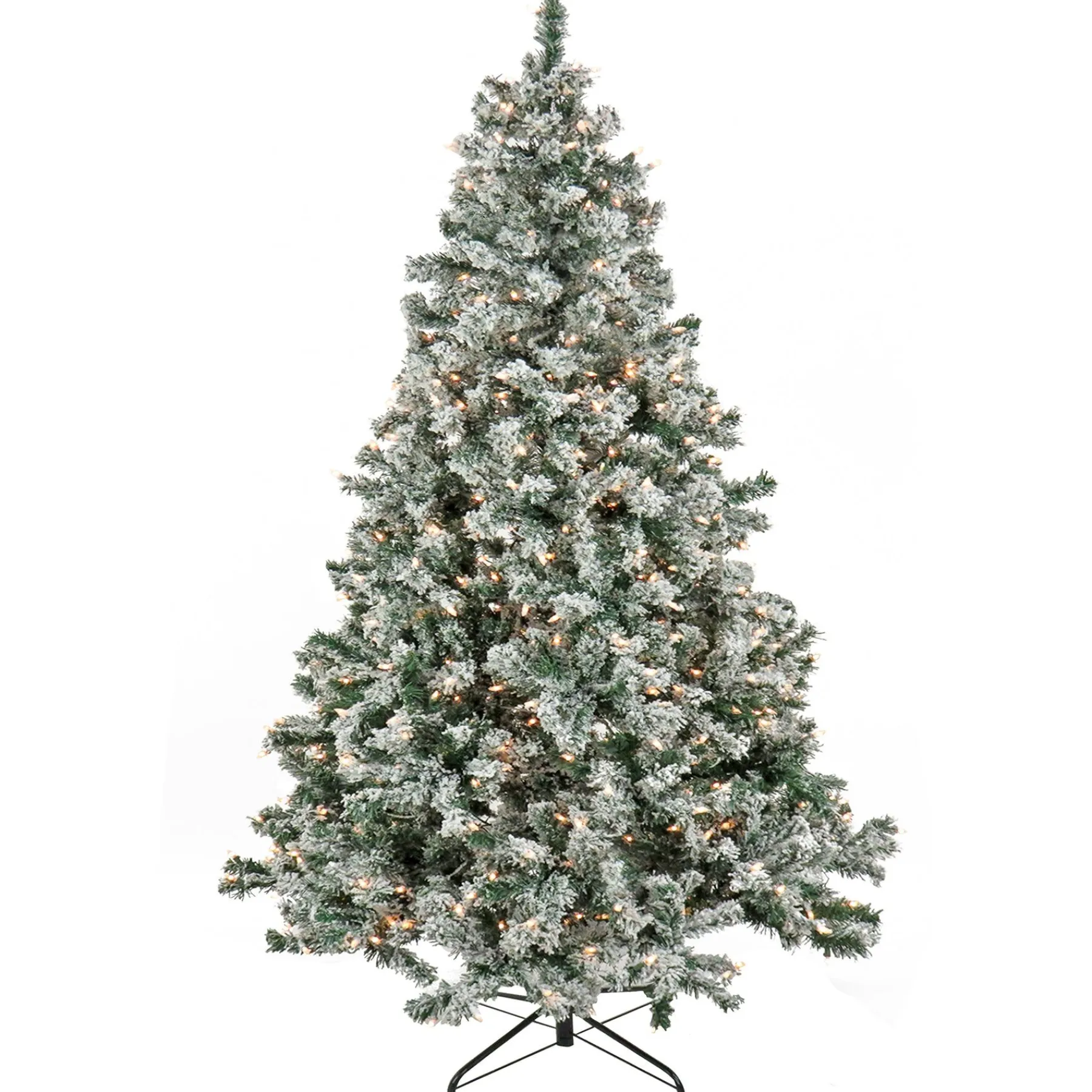 7Ft - 9Ft-National Tree Company 9' Snowy Crestview Hinged Tree With 900 Clear Lights- Ul