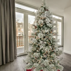 7Ft - 9Ft-National Tree Company 9' Snowy Yorkshire Hinged Tree With 900 Clear Lights