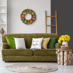 Flower Wreaths-National Tree Company 18" Spring Multicolor Floral Wreath With Fern