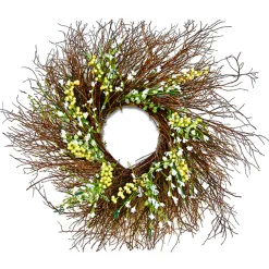 National Tree Company Flower Wreaths^24" Spring White & Cream Forsythia Twig Wreath