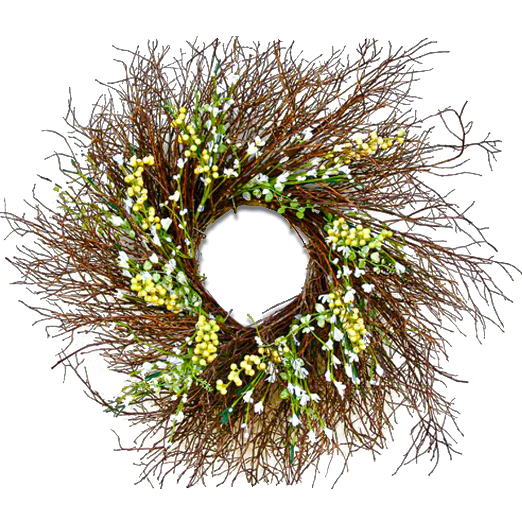 National Tree Company Flower Wreaths^24" Spring White & Cream Forsythia Twig Wreath