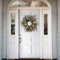 Flower Wreaths-National Tree Company 24" Spring White & Cream Forsythia Twig Wreath